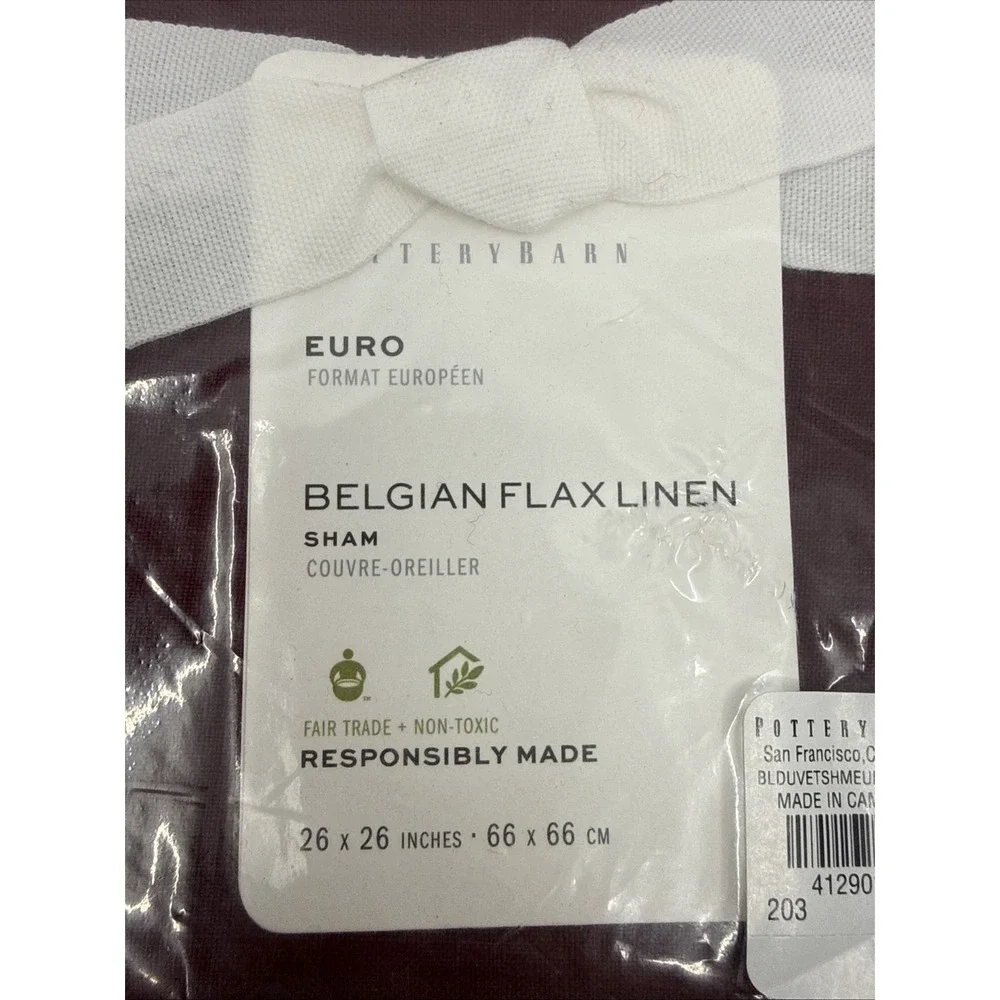 Pottery Barn Merlot Euro Belgian Flax Linen Shams Set Of 2 Luxury 26